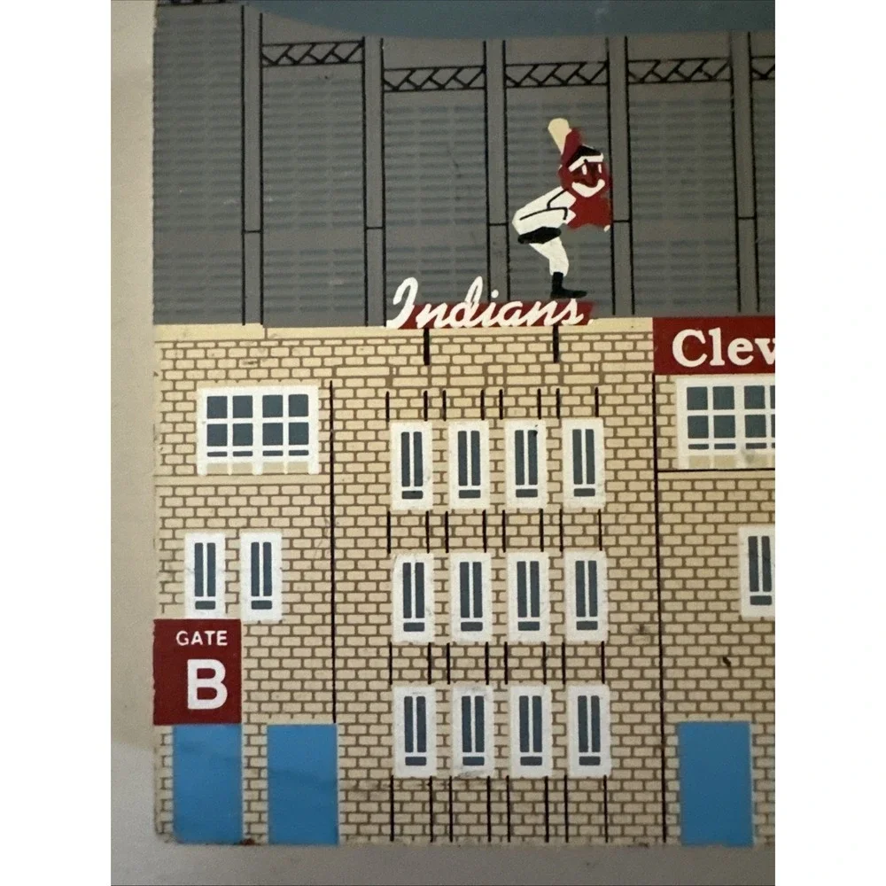 Cats Meow Cleveland Indians Municipal Stadium Wood Signed Shelf Sitter 1994